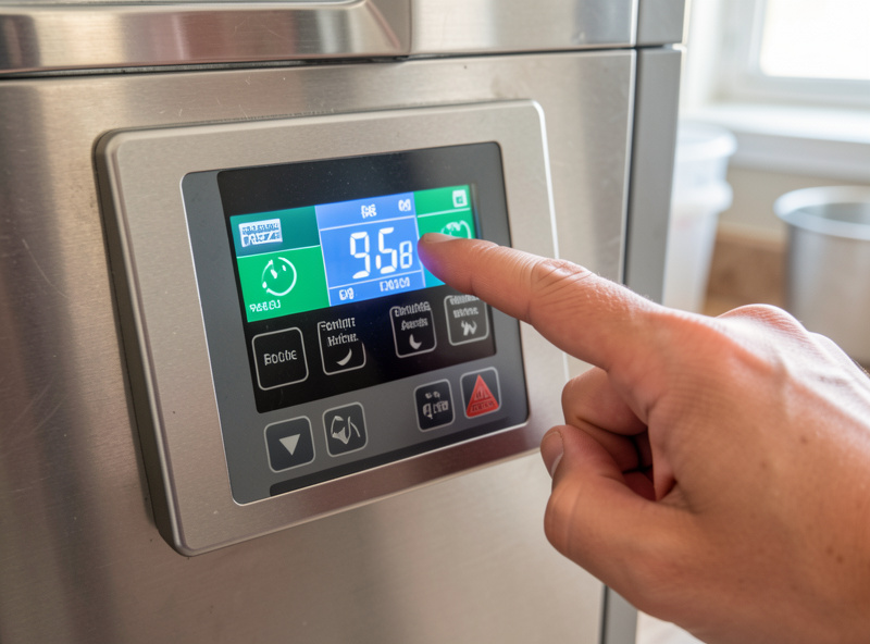 The control panel display of a home freeze dryer showing a status message during a cycle