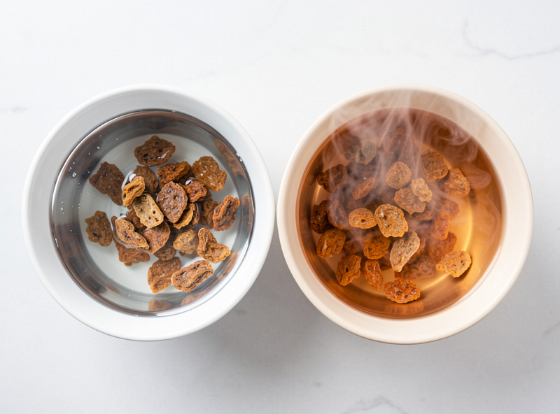 Cold water and hot water bowls compared for rehydrating freeze dried food